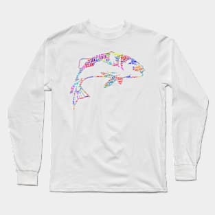 Fish Sea Ocean Wildlife Text Word Cloud Long Sleeve T-Shirt